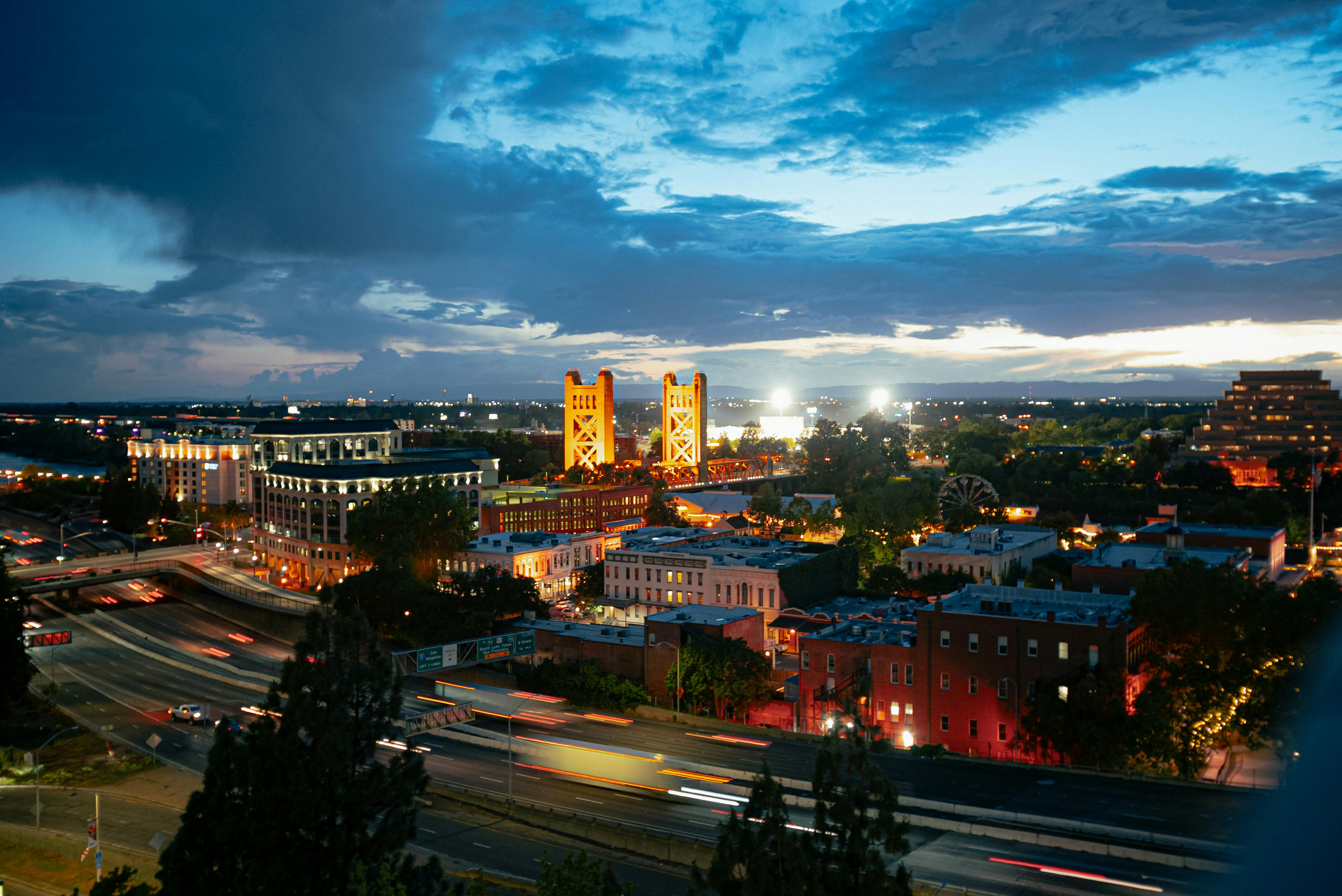 Sacramento skyline at night